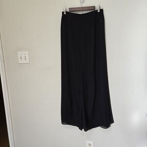 Vintage Cachet Women's Black Wide Leg Chiffon Slacks Size 10